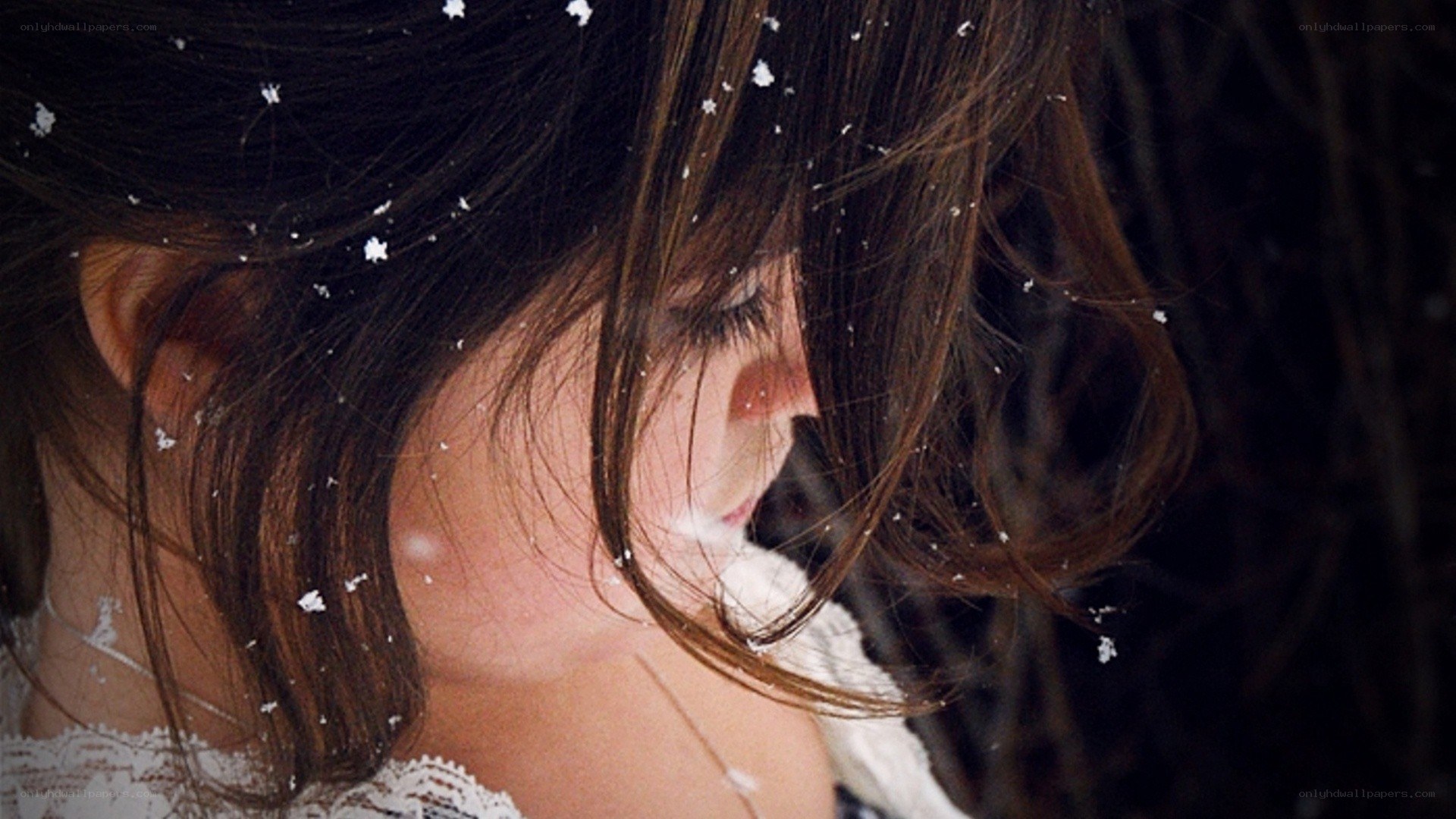 woman in snowfall