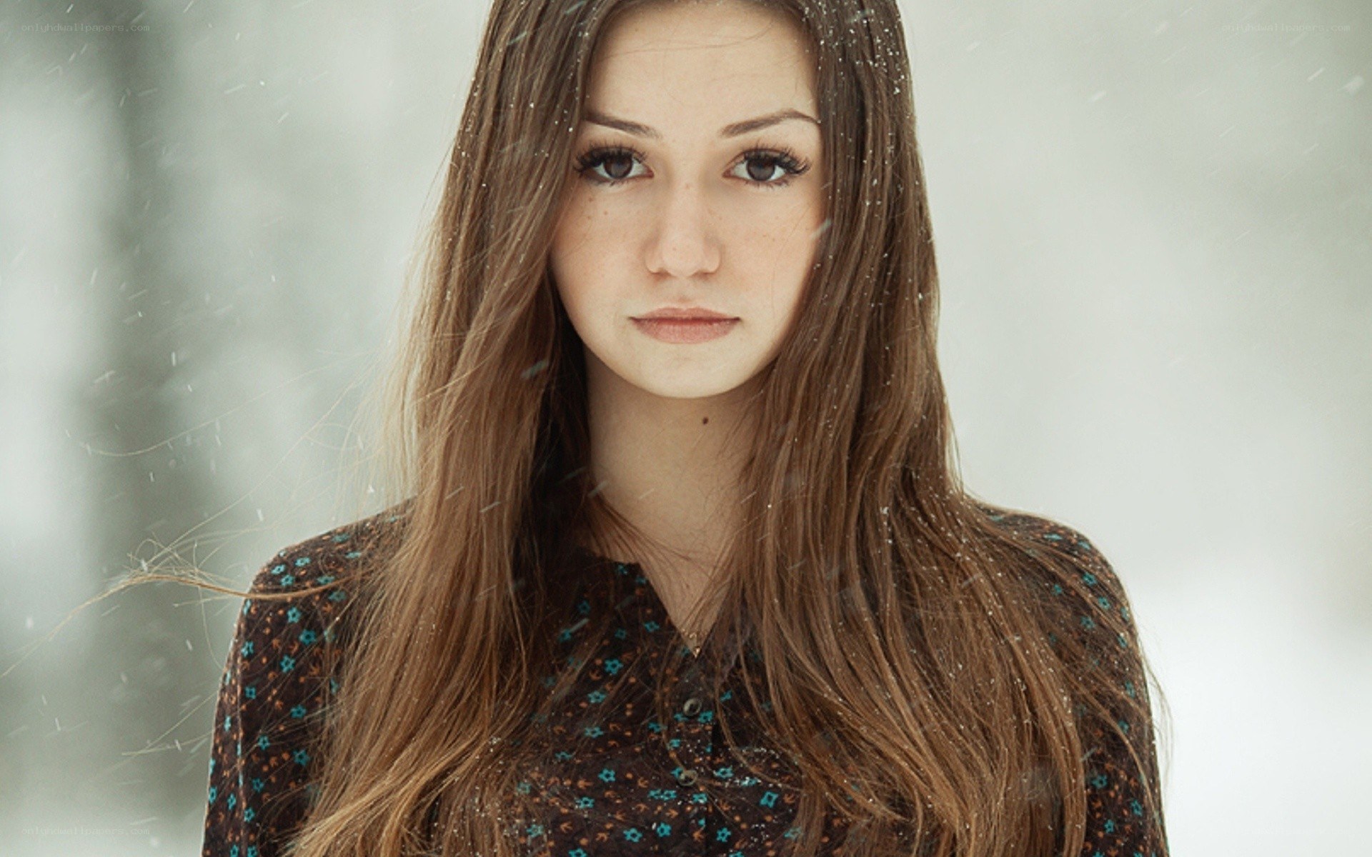 woman in snowfall