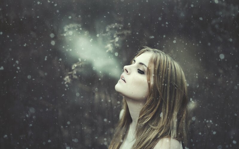 Woman in Snowfall — Gray