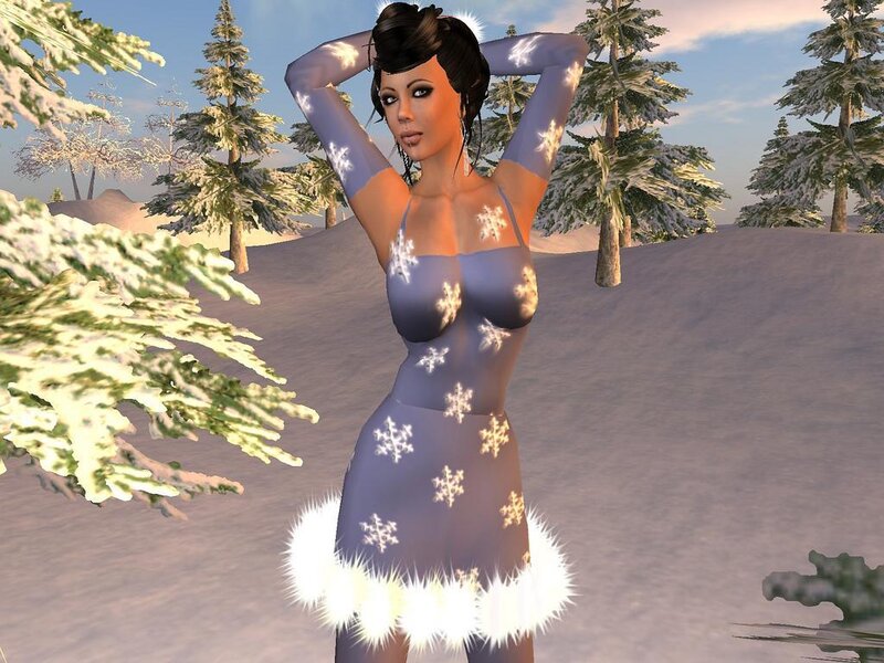 woman in snowflake dress
