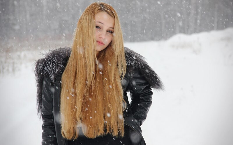 woman in snowstorm