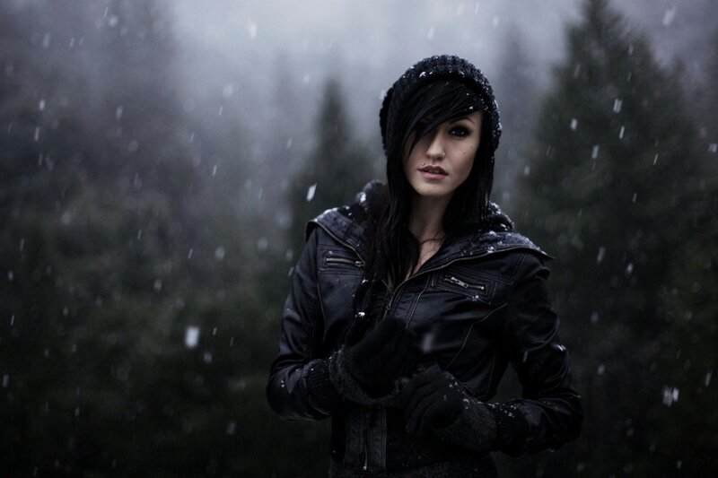 woman in snowstorm