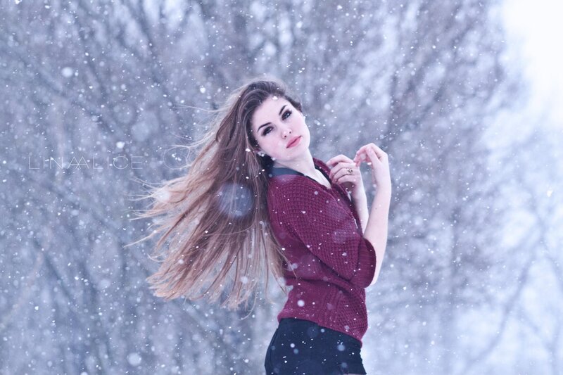 woman in snowstorm