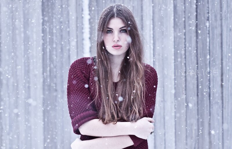 woman in snowstorm