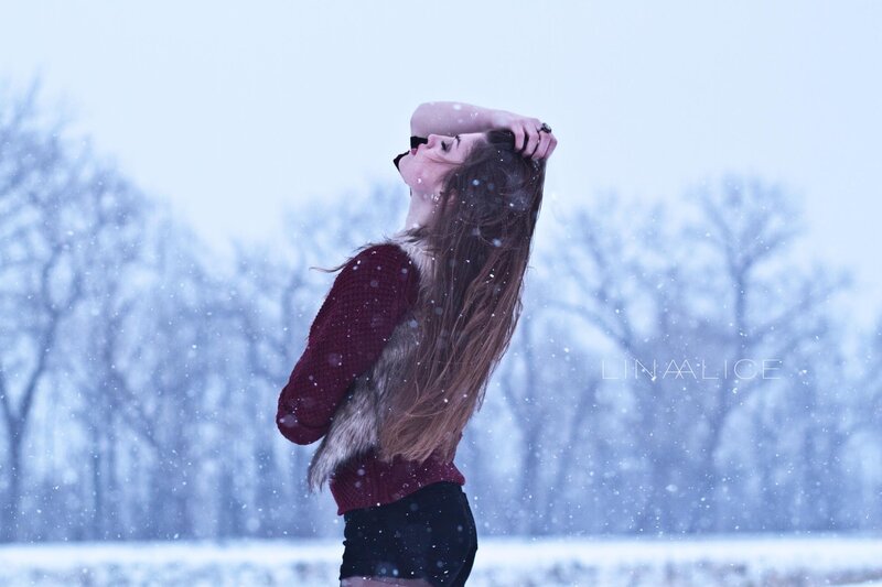 woman in snowstorm