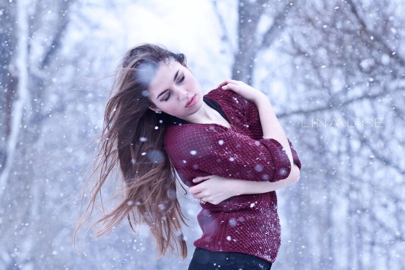 woman in snowstorm