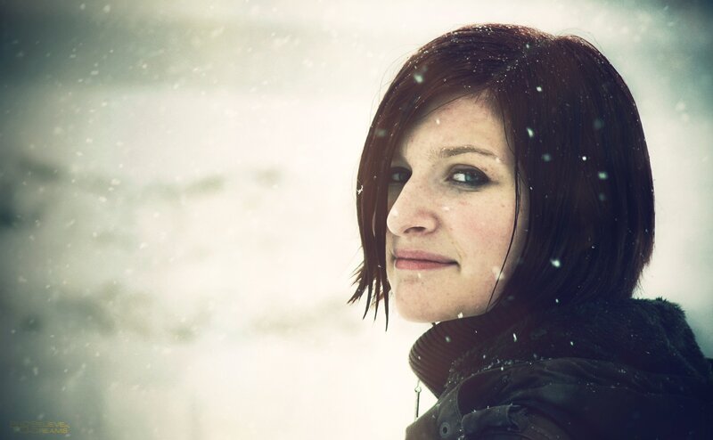 woman in snowstorm