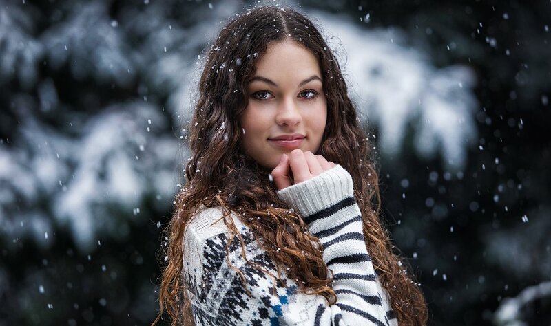 woman in snowstorm