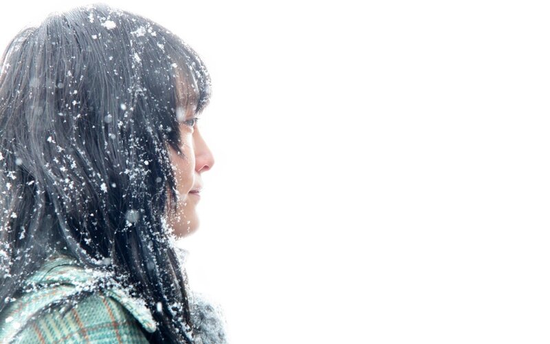 woman in snowstorm