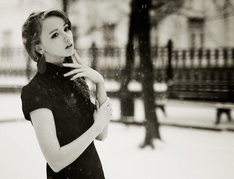 woman in snowstorm