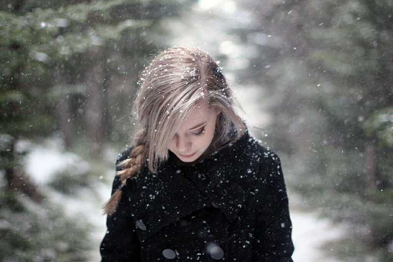 woman in snowstorm