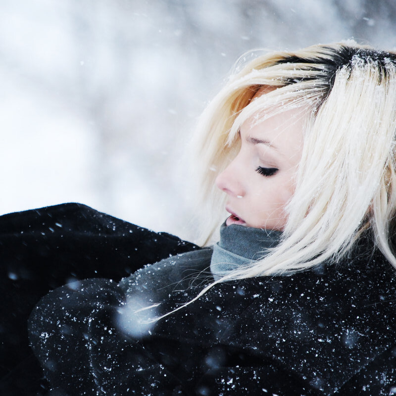 woman in snowstorm