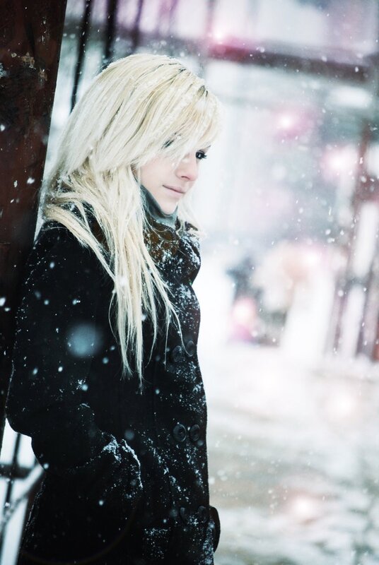 woman in snowstorm