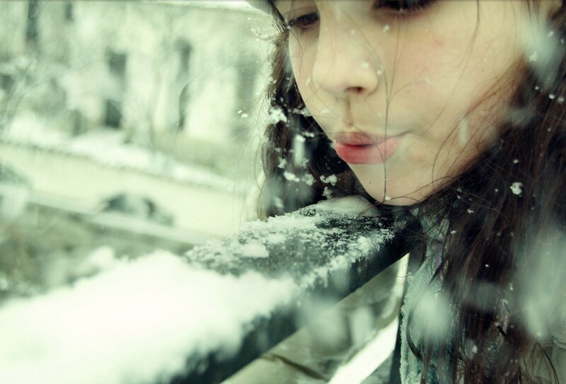 woman in snowstorm