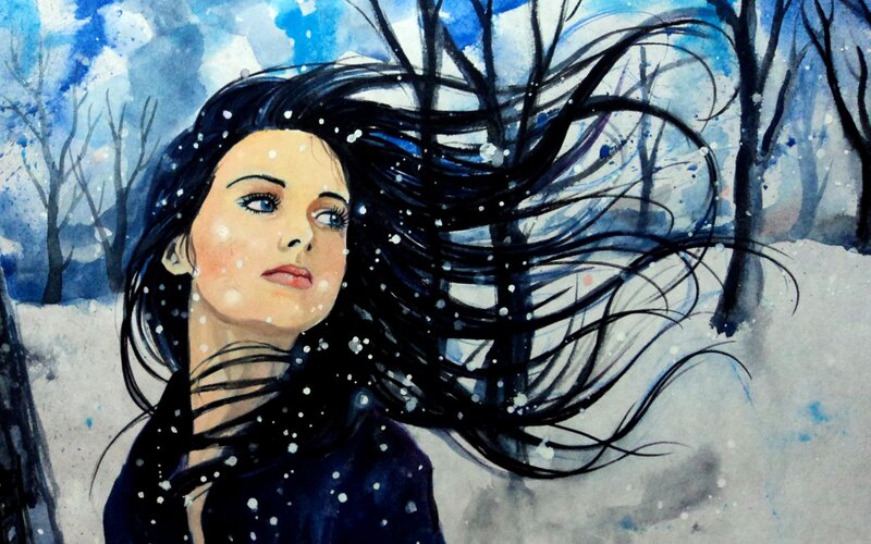 Woman in Snowstorm — Blue, Cold