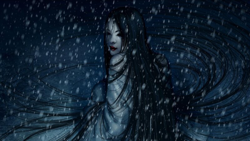 Woman in Snowstorm — Blue