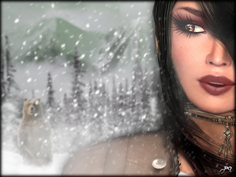 Woman in Snowstorm — Brown
