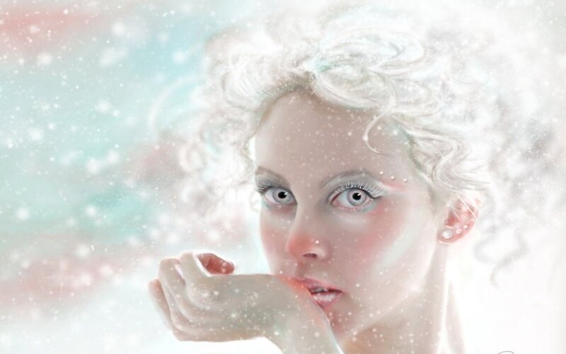 woman in snowy fantasy scene