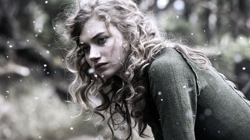 woman in snowy forest