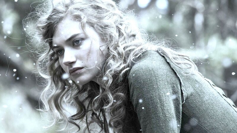woman in snowy forest