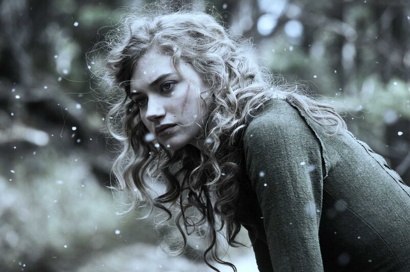woman in snowy forest