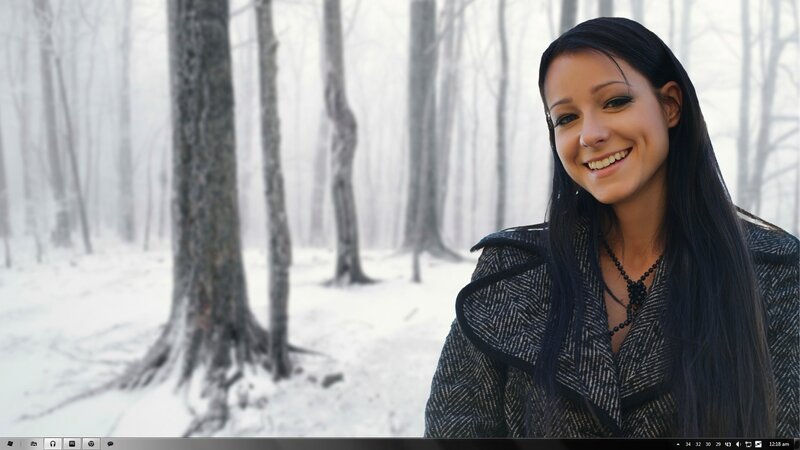 woman in snowy forest