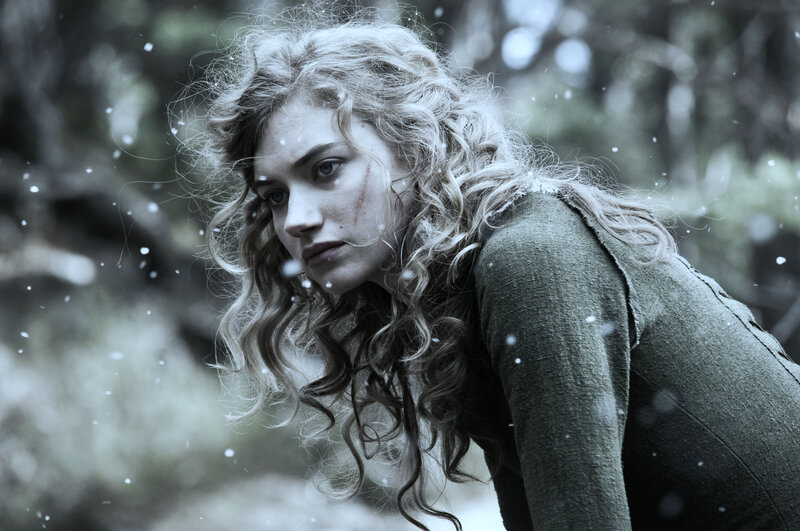 woman in snowy forest