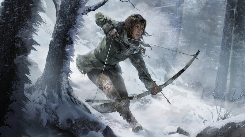Woman in Snowy Forest — White, Dramatic, Winter, Digital Art, Bow and Arrow