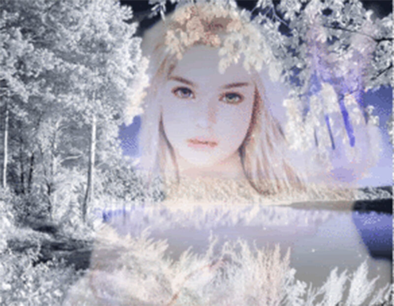 Woman in Snowy Forest — White, Serene