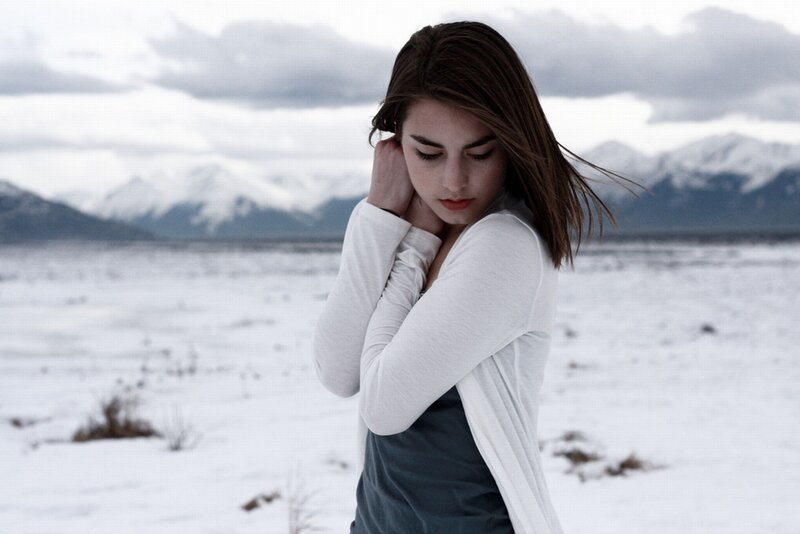 woman in snowy landscape