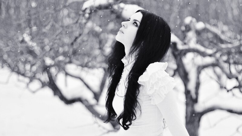 woman in snowy landscape