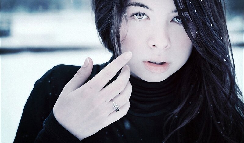 woman in snowy landscape
