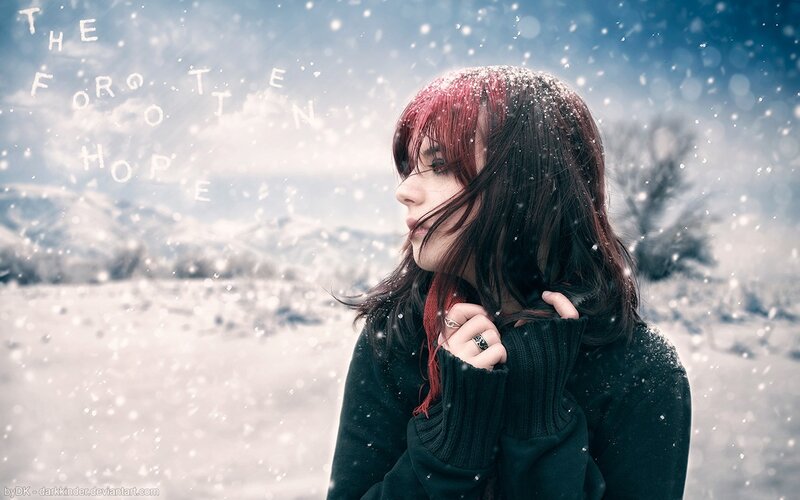 woman in snowy landscape