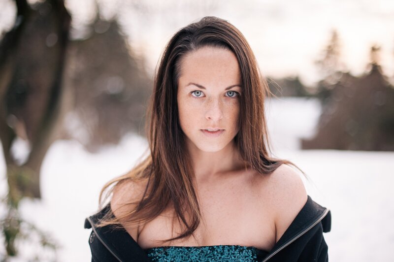 woman in snowy landscape