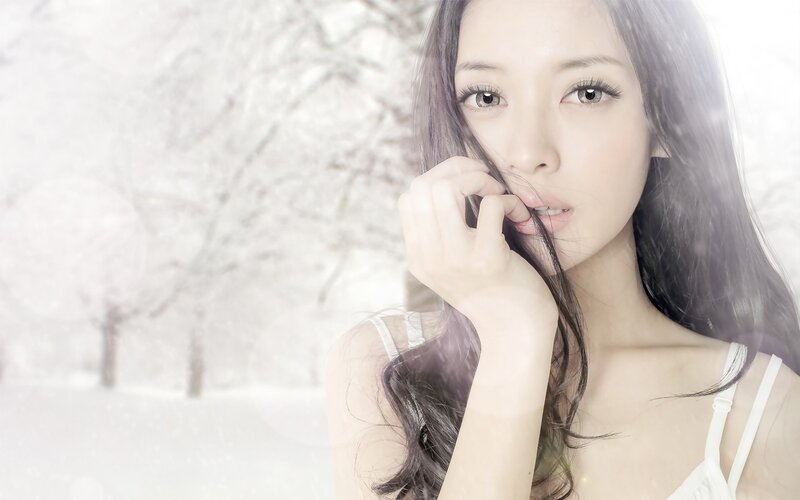 woman in snowy landscape