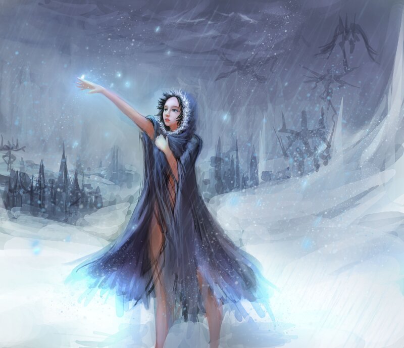 woman in snowy landscape