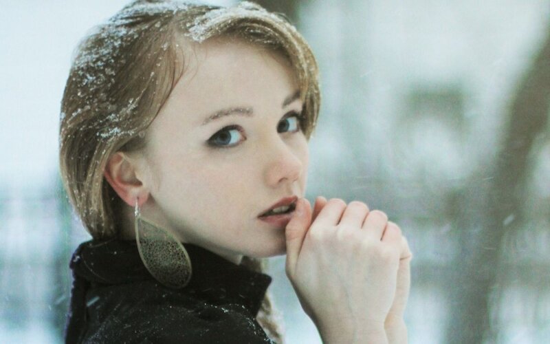 woman in snowy landscape