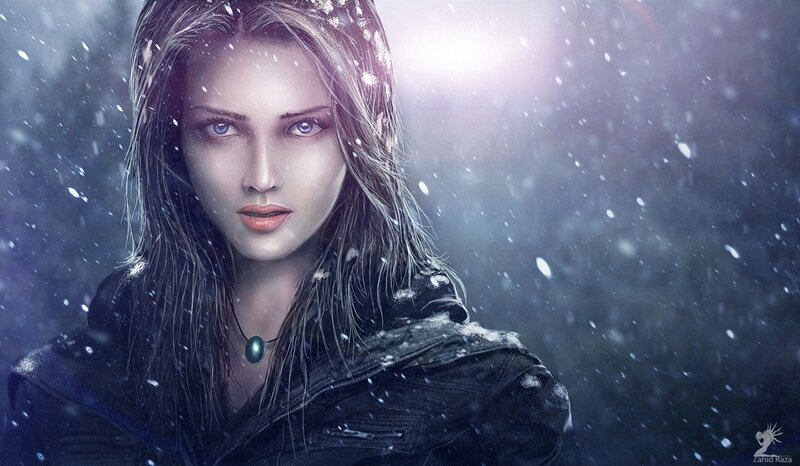 woman in snowy landscape