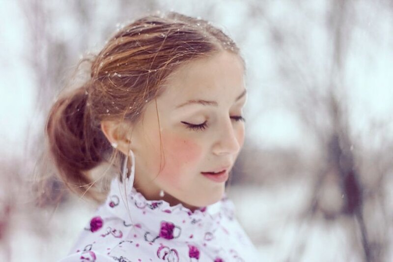 woman in snowy landscape