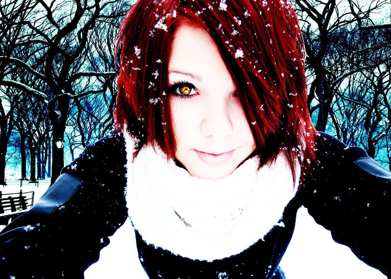 woman in snowy park