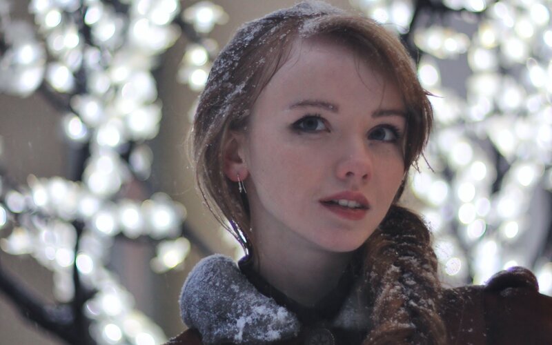woman in snowy scene