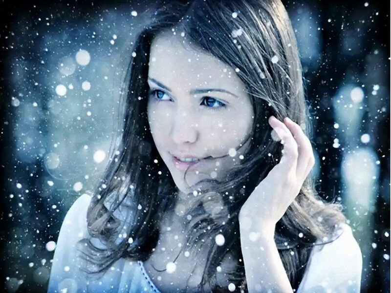 woman in snowy scene