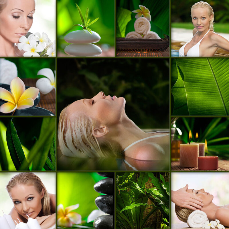 Woman in Spa Setting — Green