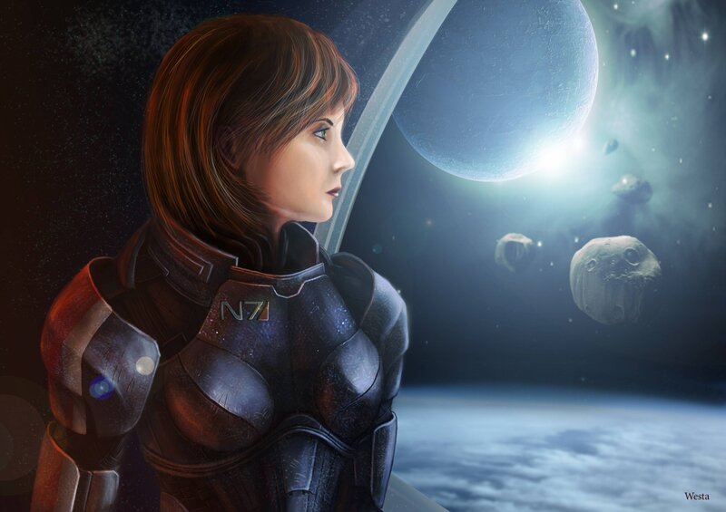 woman in space armor