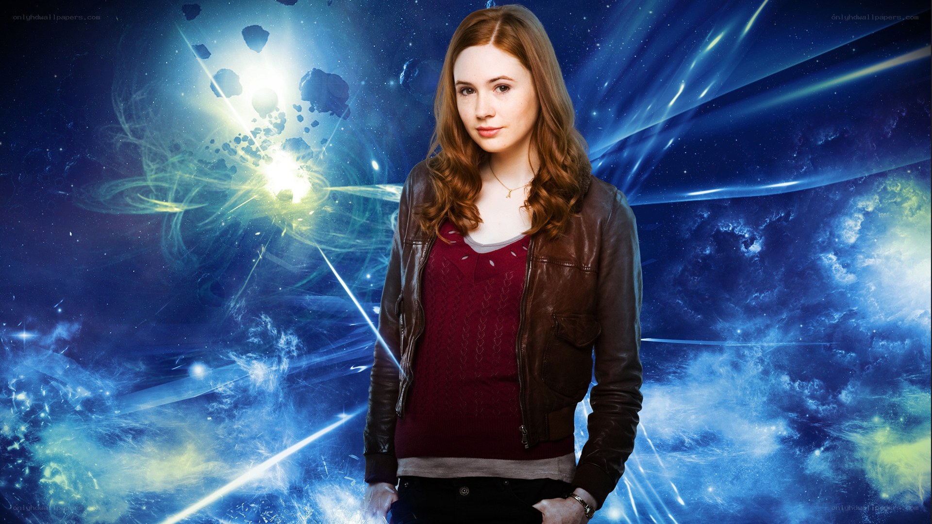woman in space background