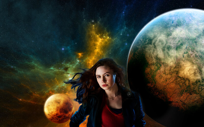 Woman in Space — Blue, Dramatic, Night