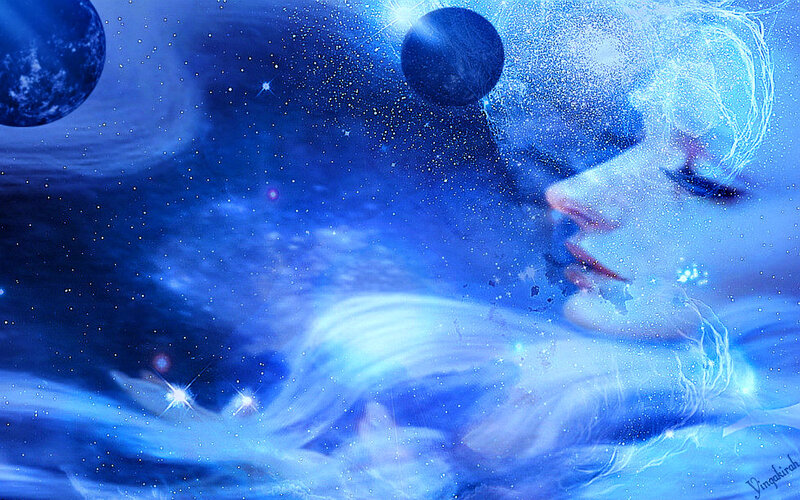 Woman in Space — Blue, Dreamy
