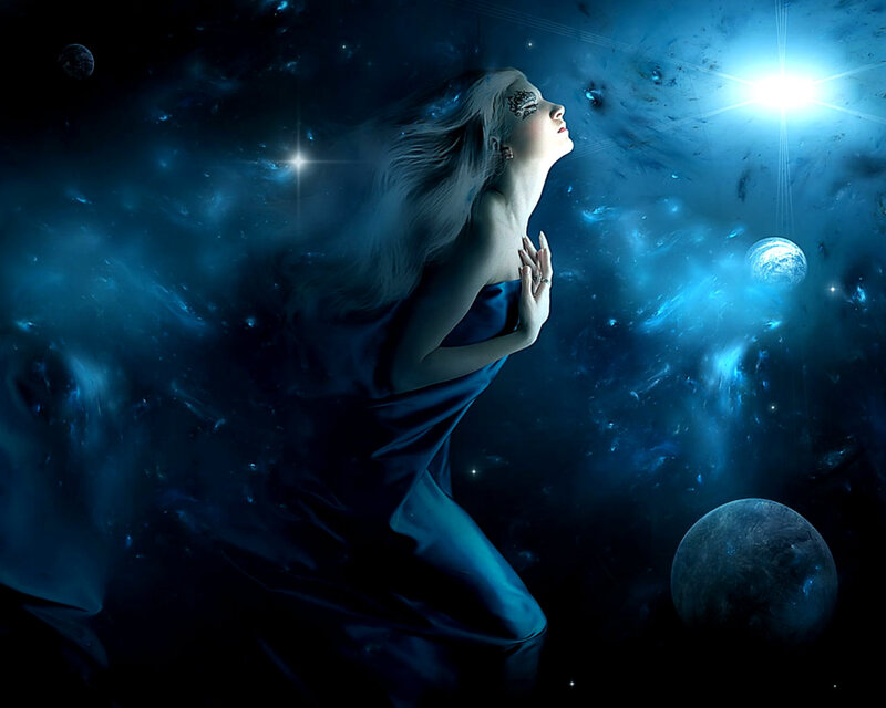 Woman in Space — Blue, Serene