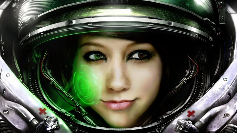 Woman in Space Helmet — Green