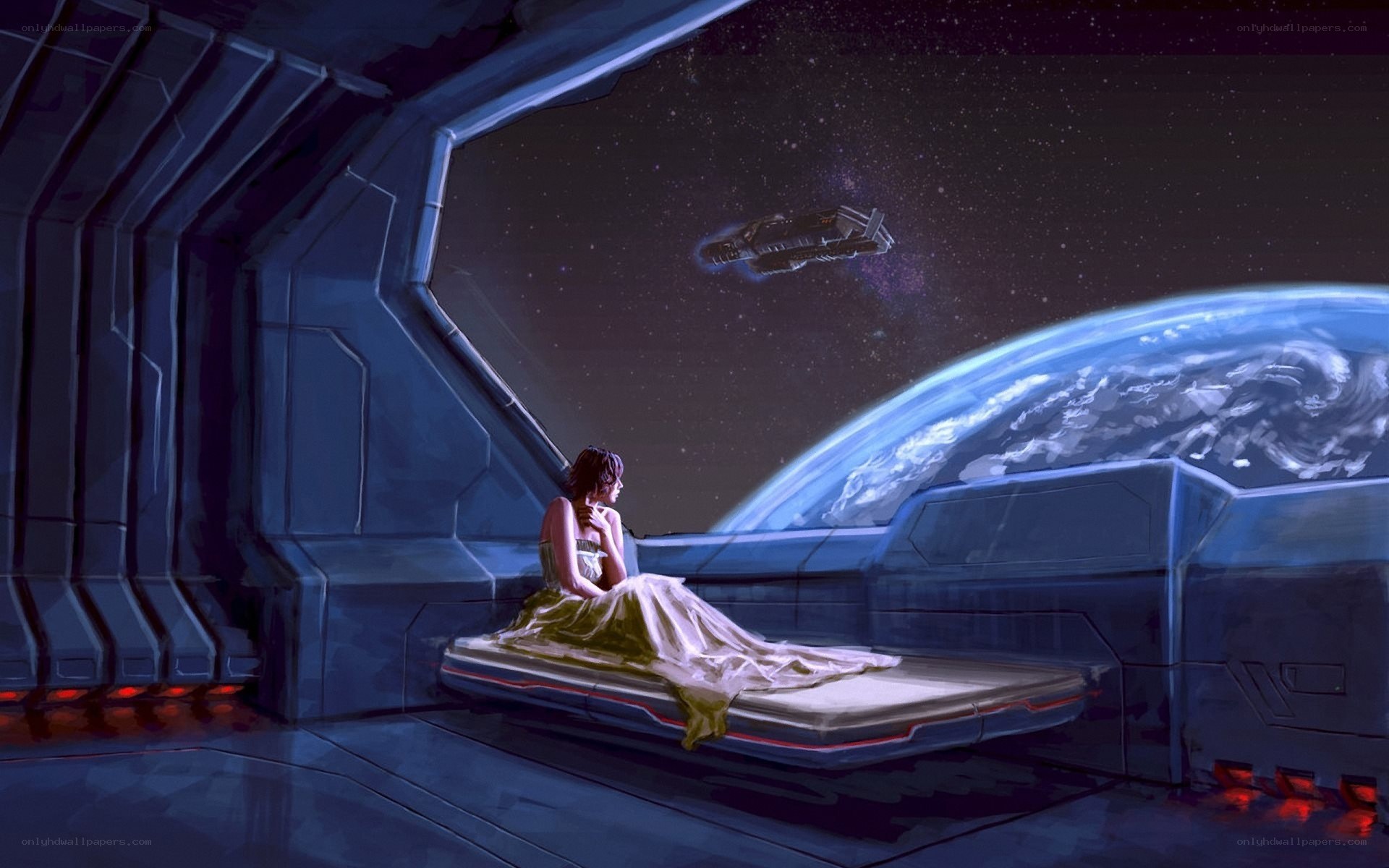 Woman in space station
